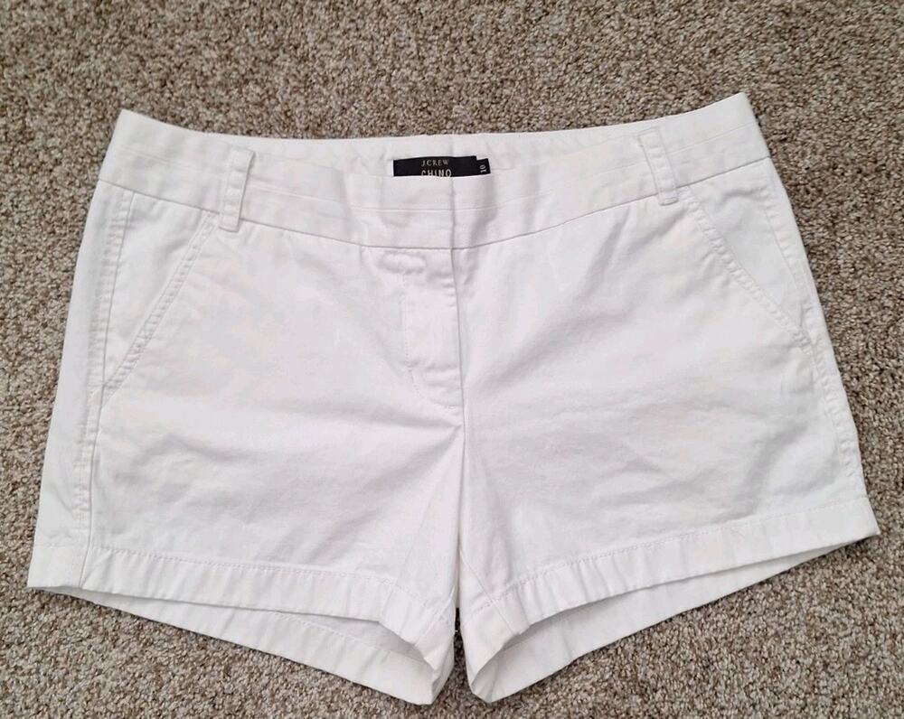 J. Crew Shorts Size 10 Women's White Chino 100% Cotton Low Rise Casual